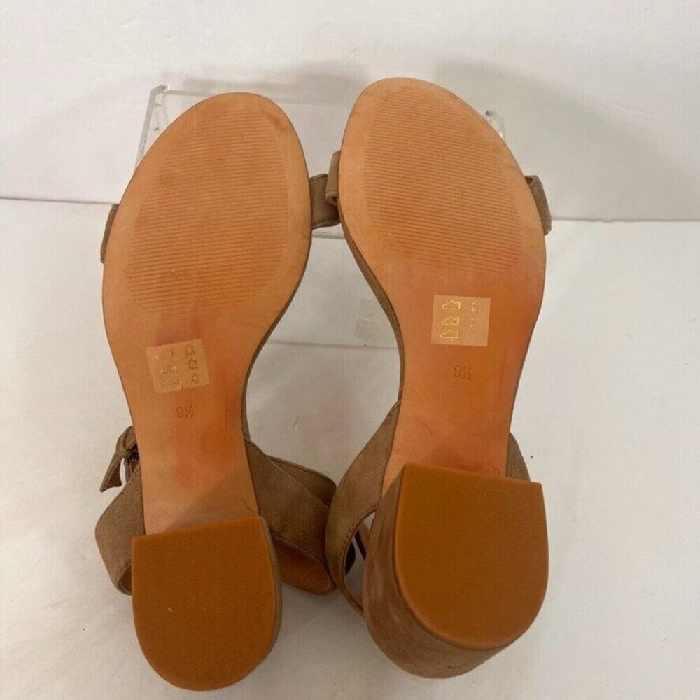 Madewell Sandals Womens 9.5 The Alice Suede Leather Tan Block Heel Ankle Strap - Picture 8 of 14